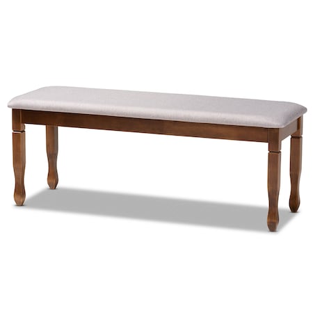 Baxton Studio Corey Grey Upholstered and Walnut Wood Dining Bench 171-10923
